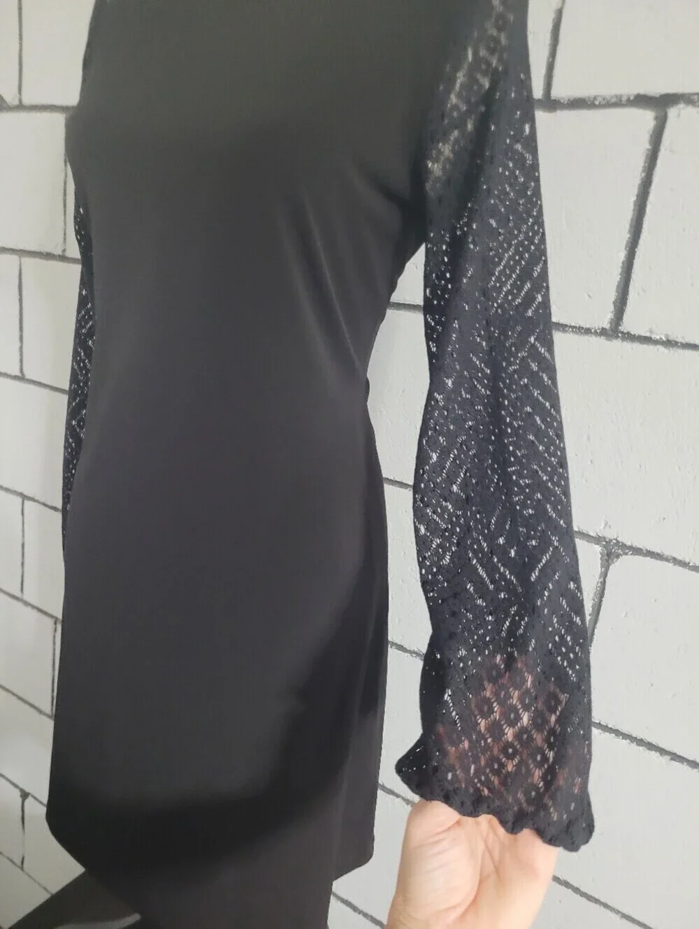 Micheal Kors Black Lace-Sleeve Dress Sz S